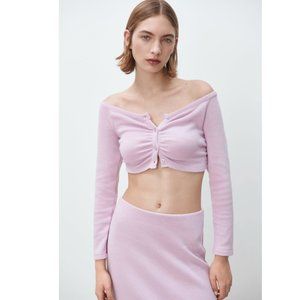 Zara Soft Ruched Cropped Cardigan